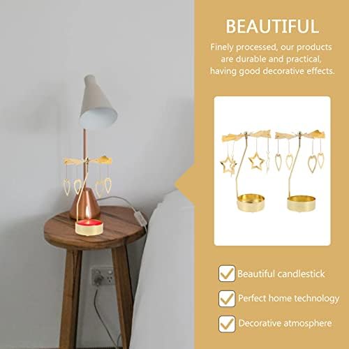 Beaupretty 2pcs Rotating Candlestick Holders Five-Pointed Star Party Decor