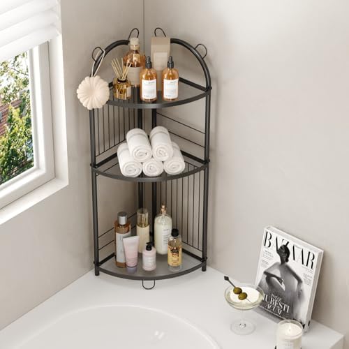 CICUFY Corner Shelf 3 Tier Metal Black