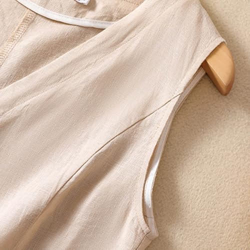 Womens Linen Shirts Summer Casual Loose Fit Button Down Blouse Tops