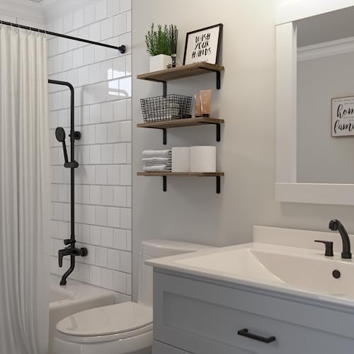 DOLLFIO 3 Set Floating Wall Shelves - Rustic Brown