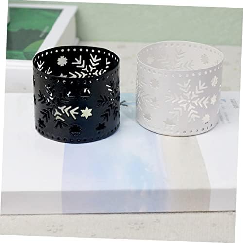 Retro Iron Snowflake Candle Holder Large Black