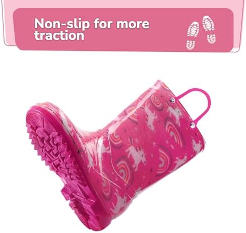 K KomForme Rain Boots for Kids Waterproof with Handles