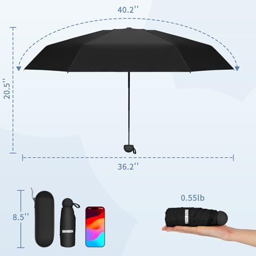 Yoobure Compact Travel Umbrella with UV Protection Case