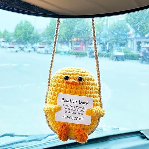 Emotional Support Positive Crochet Duck with Encouraging Card