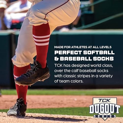 TCK Elite Performance Baseball Socks - 3 Stripe Dugout Softball Socks