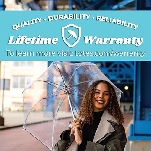 Totes Adult Clear Bubble Umbrella with Dome Canopy