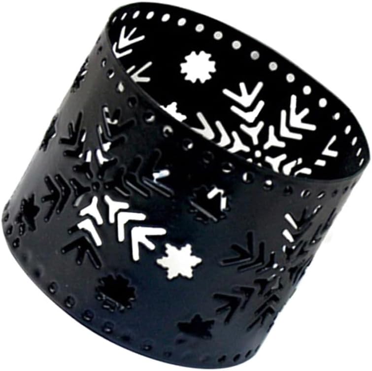 Retro Iron Snowflake Candle Holder Large Black
