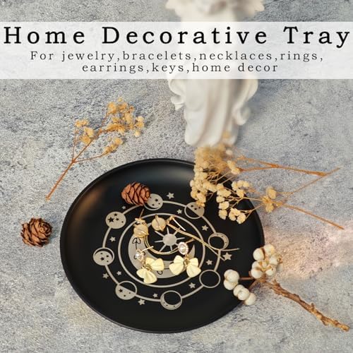55 Inch Small Metal Jewelry Dish with Star Moon Print