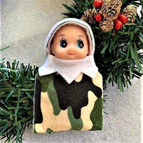 Baby Elf Doll - Camo Full Body Newborn Elf Figurine