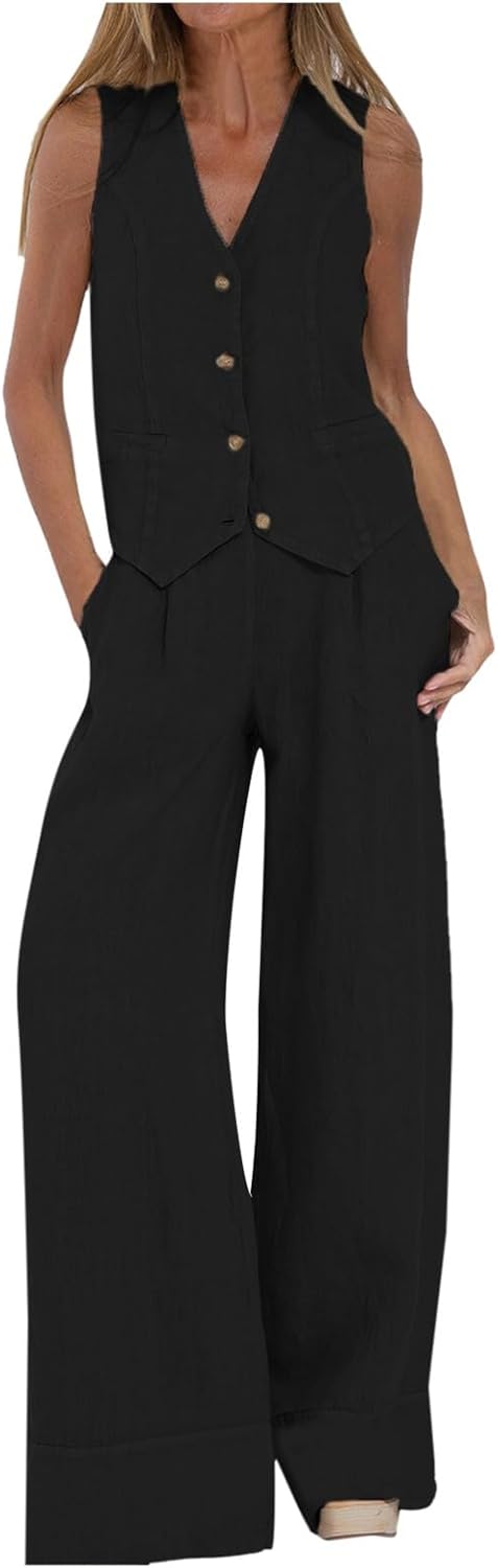 TTBDWiian Womens 2 Piece Linen Set 1