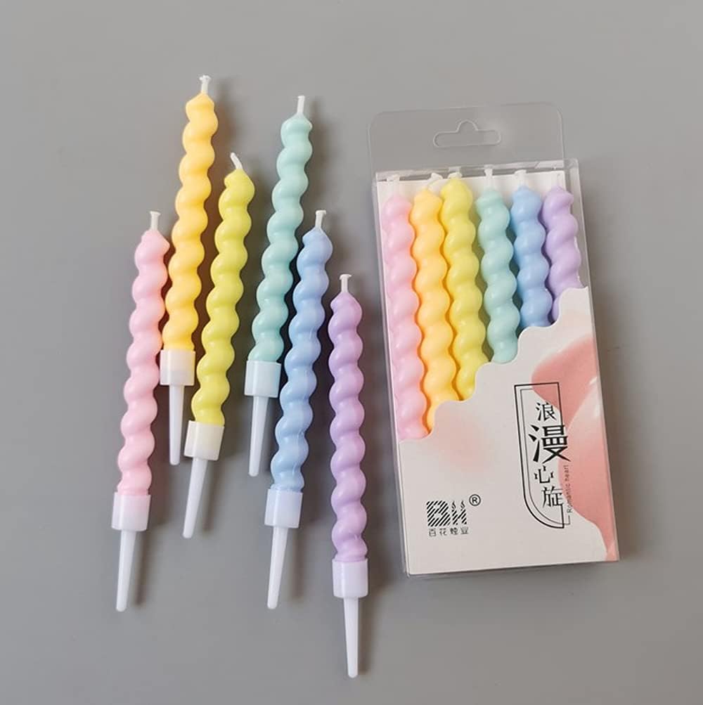 T-shin Candy Coloured Spiral Birthday Candles 6 Pack