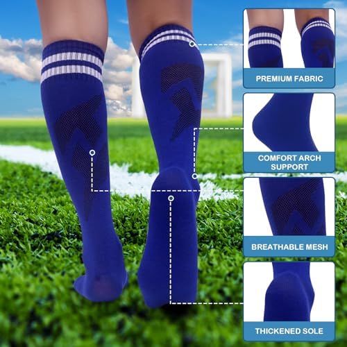 3 Pairs Kids Soccer Socks Striped Knee High