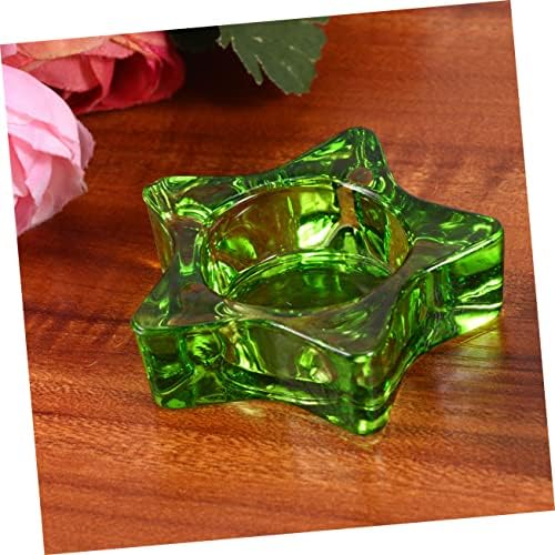 Garneck 2 Pcs Glass Star Candlestick Holder Decor
