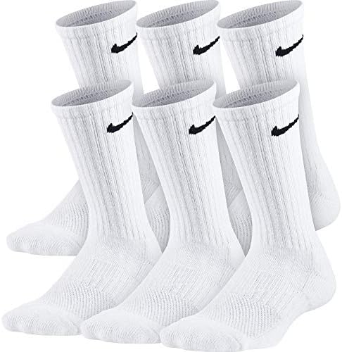 Nike Kids Cushion Crew Socks 6 Pair White Black Small 1