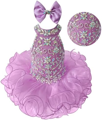 Jenniferwu 12-18M Glittering Beading Pageant Dress for Little Girls