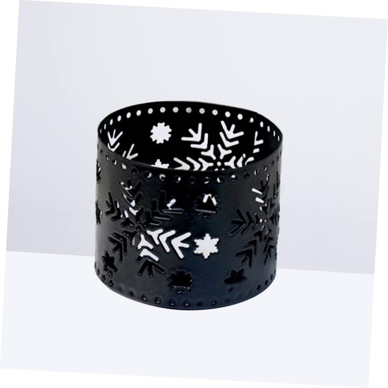 Retro Iron Snowflake Candle Holder Large Black