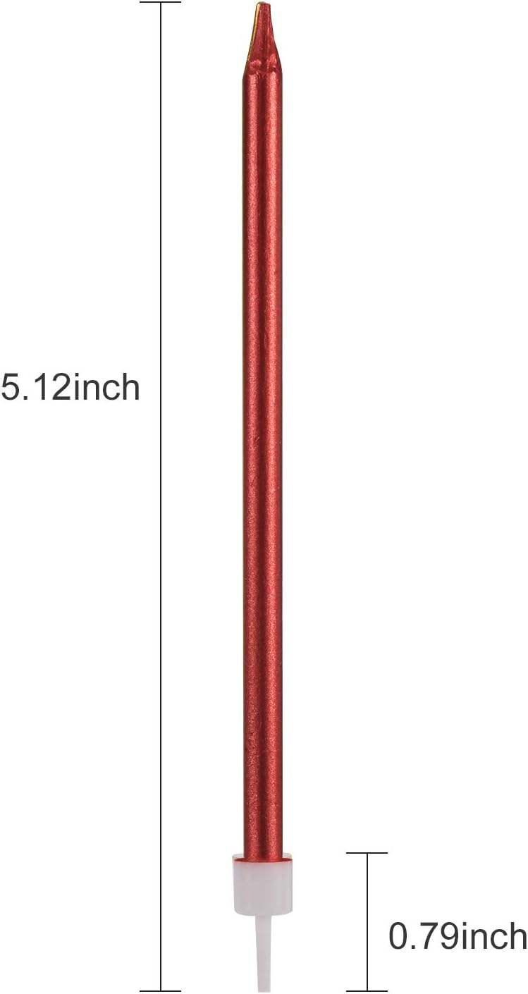Pfizermay 24 Count Red Birthday Candles with Holders