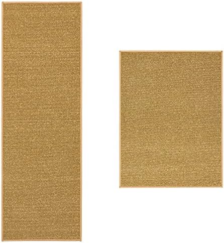 Otomanson 2 Piece Non-Slip Beige Runner Rug Set