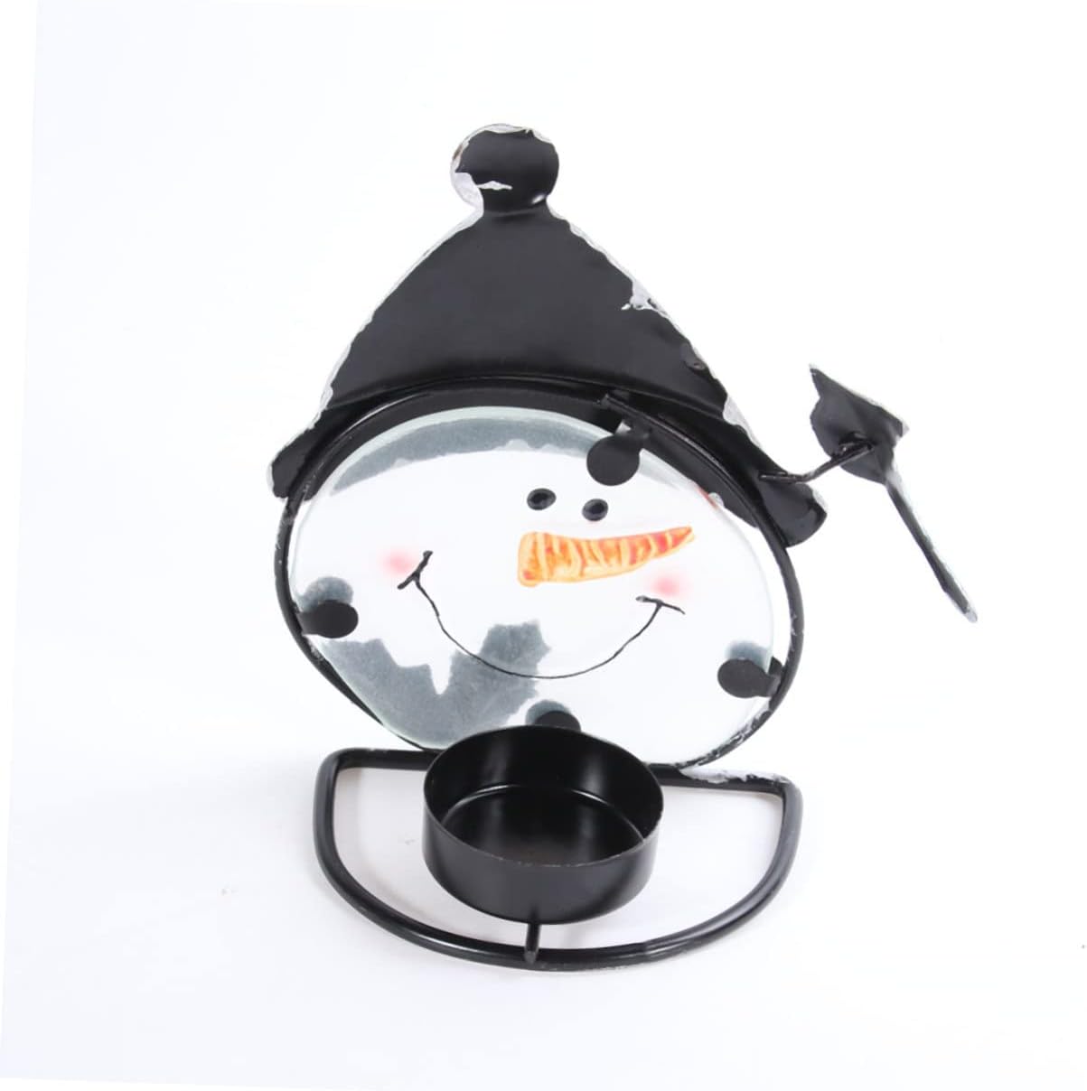 LIFKICH 1Pc Iron Snowman Candle Holder for Christmas Decoration