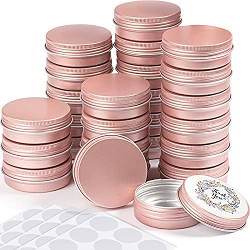 Patelai 2 oz Rose Gold Aluminum Tin Cans with Screw Lid