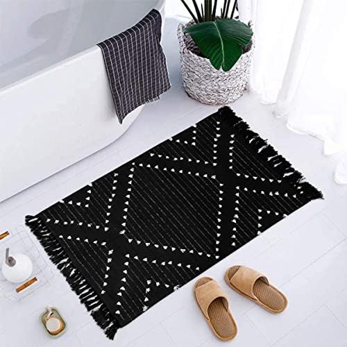 LIVEBOX Boho Black Bathroom Rug 2x3