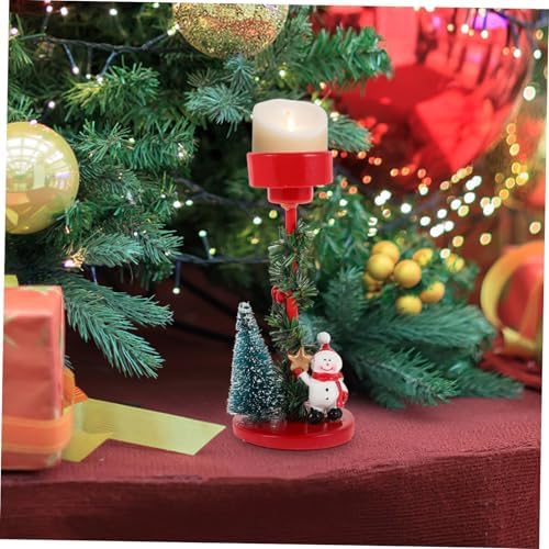 Snowman Theme Candle Holder Christmas Decor Festive Holiday Centerpiece