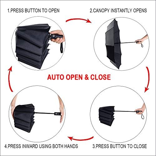 PFFY 2 Pack Travel Umbrella Windproof Auto Open Close Foldable