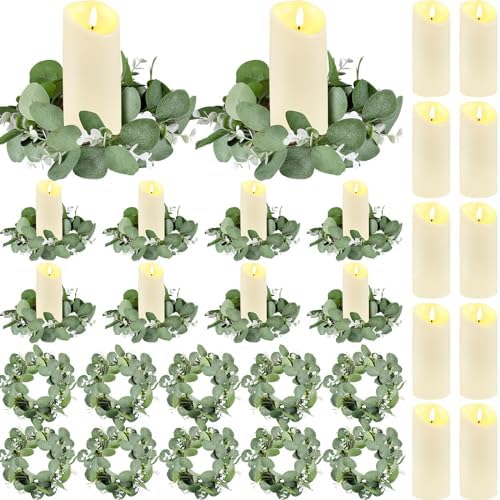 VIHOSE Boho Wreath Candleholder Set with LED Candles 10 Sets