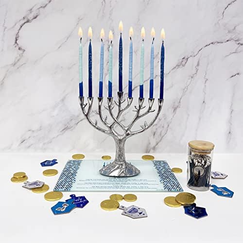 Rite Lite Tempered Glass Hanukkah Drip Tray Tree of Life Design