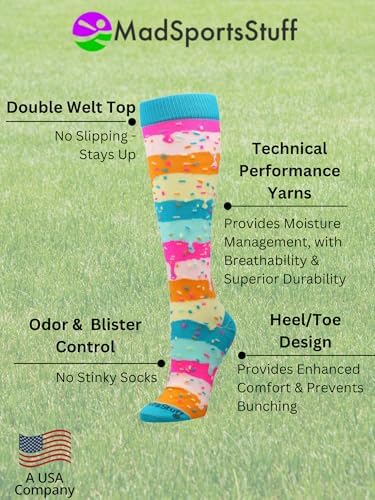 MadSportsStuff Rainbow Sprinkles Socks for Soccer Softball