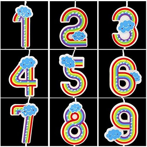 T-shin Rainbow Number 1 Birthday Candle for Baby Kids