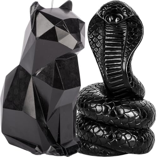 Gothic Black Cat Snake Candle Set - Gothic Decor Gift 1