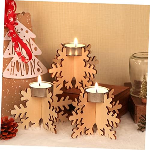 Elegant Christmas Snowflake Candle Holders 6 Pack Wood Decor