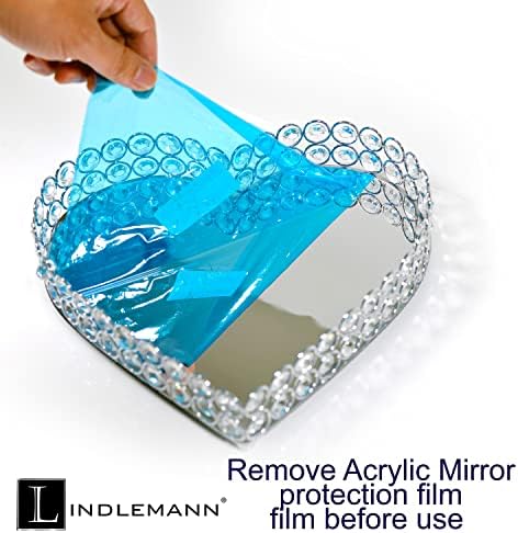 Heart Shaped Metal Crystal Vanity Tray with Mirror