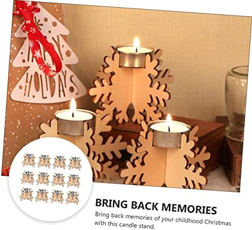 KICHOUSE Snowflake Wooden Candlestick Set for Christmas Decor