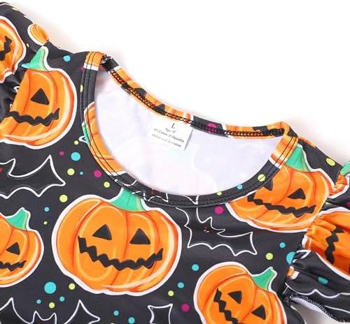 Halloween Christmas Toddler Girls Dress with Pumpkin Spider Ghost Print