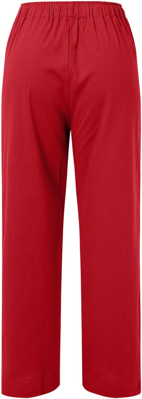 TTBDWiian Summer Linen Wide Leg High Waisted Pants