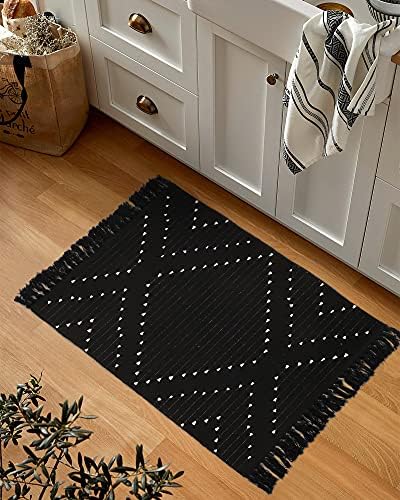LIVEBOX Boho Black Bathroom Rug 2x3