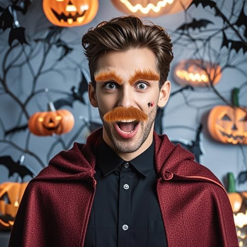 Nydotd Brown Fake Eyebrows and Mustache Set