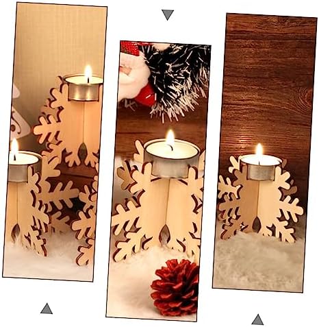 CHILDWEET Christmas Snowflake Candlestick 6 Pack Wooden Holder 1