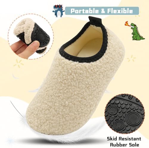 QFH Toddler Slippers with Soft Velvet Lining