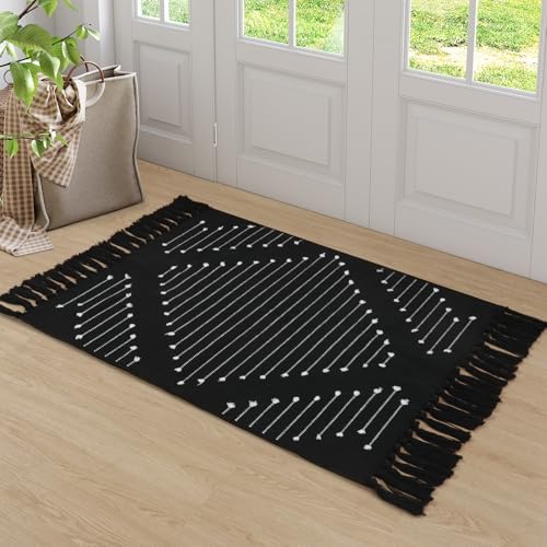 LIVEBOX Boho Black Bathroom Rug 2x3