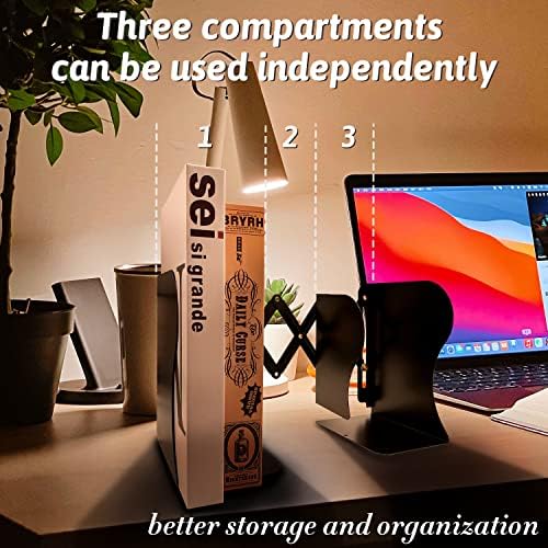 Adjustable Metal Bookends for Heavy Books and Desk Organization