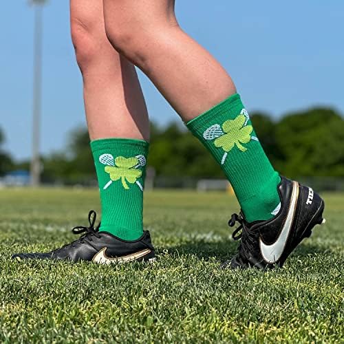 ChalkTalkSPORTS Lacrosse Crew Socks - Green Shamrock Mid-Calf