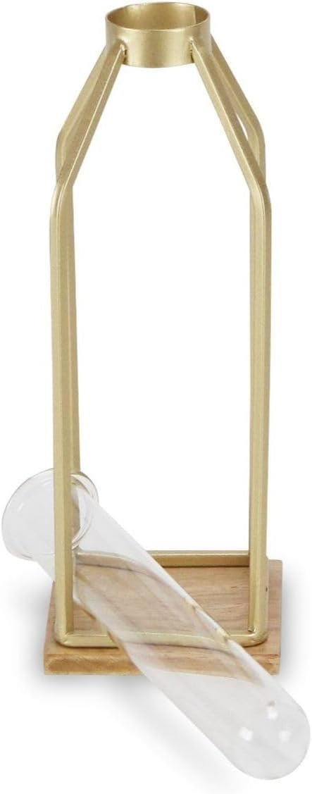 Contemporary Home Living Gold Brown Handmade Lantern with Glass Tube