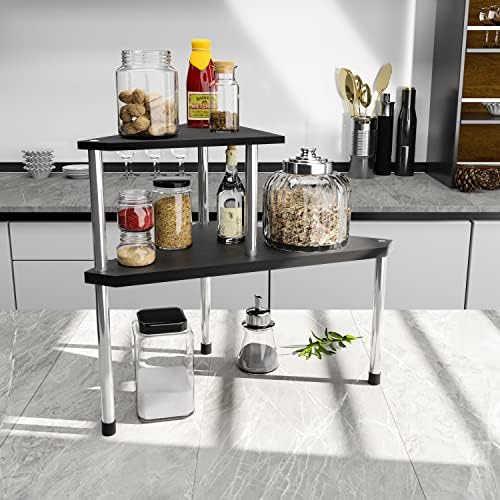 Weenson Corner Organizer Shelf with 2 Tiers Black