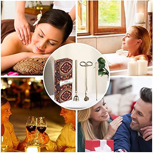 3-in-1 Candle Accessory Set - Wick Trimmer Dipper Cutter Snuffer Gold