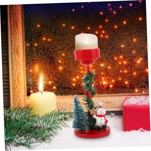 Snowman Theme Candle Holder Christmas Decor Festive Holiday Centerpiece