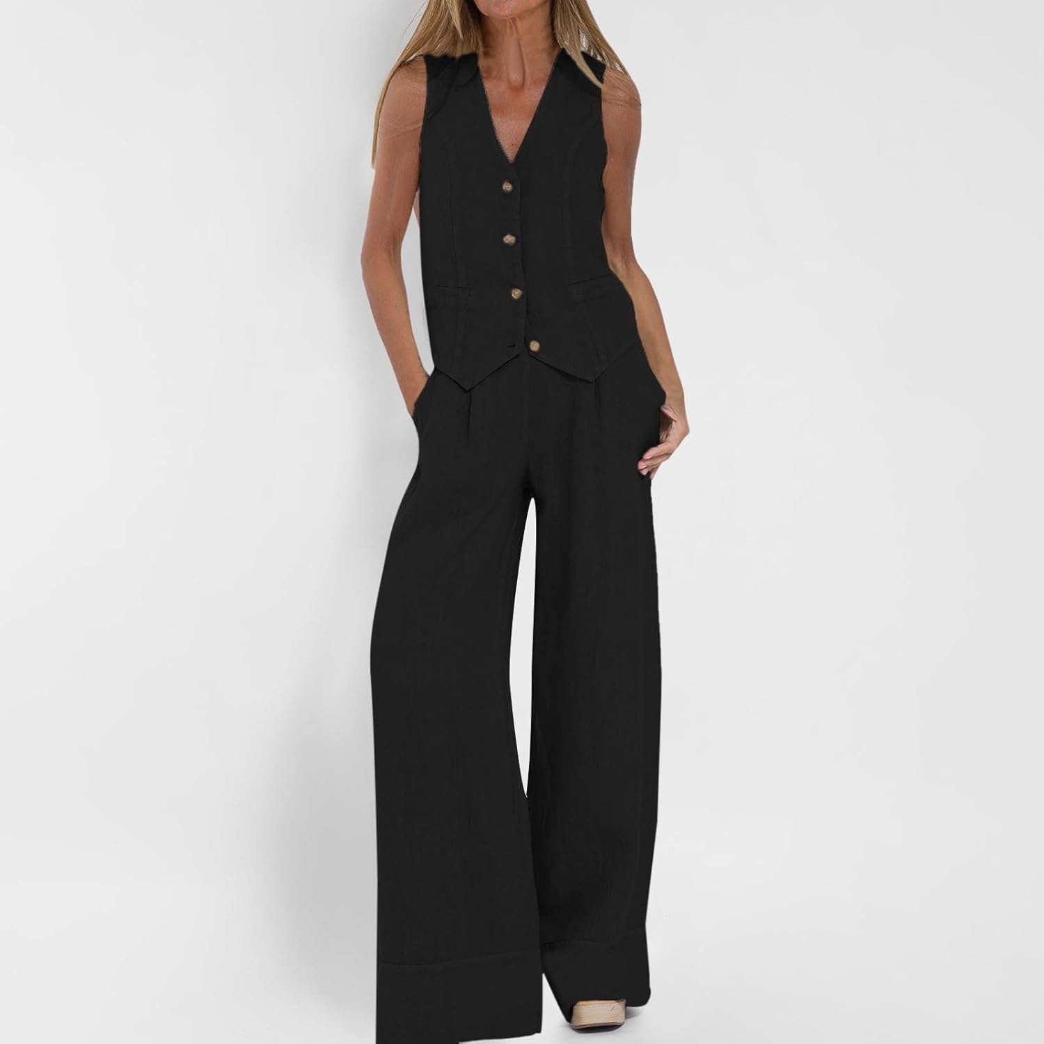 TTBDWiian Womens 2 Piece Linen Set 1