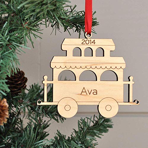 Train Ornament Caboose Personalized Babys First Christmas 2024 Wood